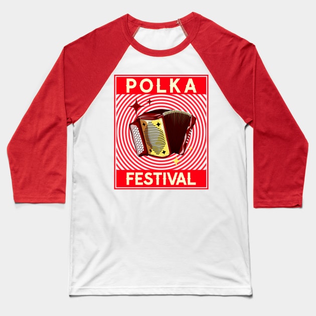 Polka Festival Red Baseball T-Shirt by Eleven-K